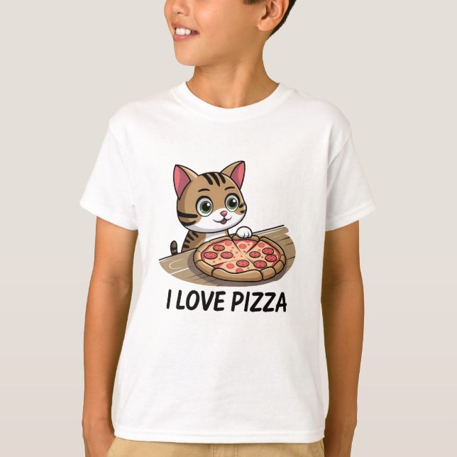 Pizza lover cat T-Shirt (Front)