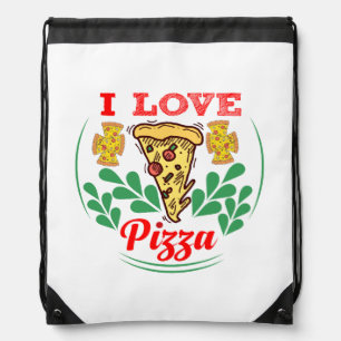 Pizza Lover Fun Design for Food Fanatics Drawstring Bag