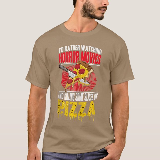 Pizza Lover Id Rather Be Watching Horror Moviesank T-Shirt (Front)