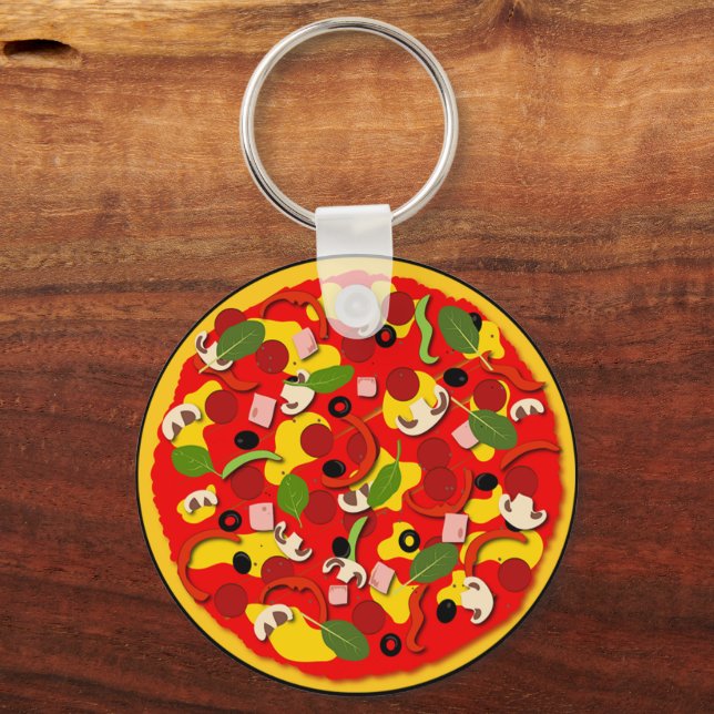 Pizza Lover Personalised Keychain (Front)