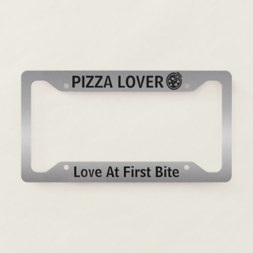Pizza Lover Silver License Plate Frame