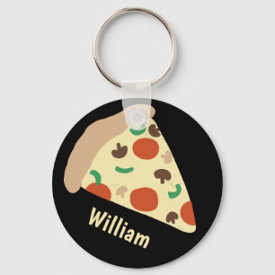 Pizza Lovers Fun Yummy CUSTOM NAME Keychain