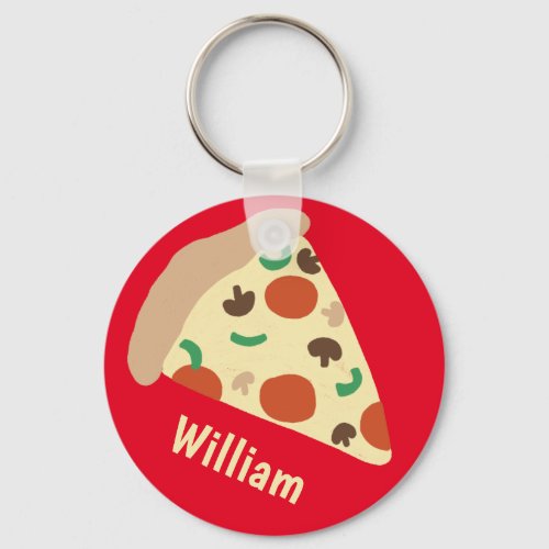 Pizza Lovers Fun Yummy CUSTOM NAME Keychain