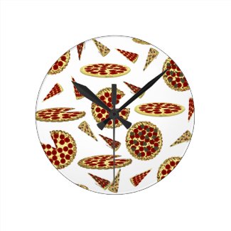 Pizza Lover's Pattern  Round Clock