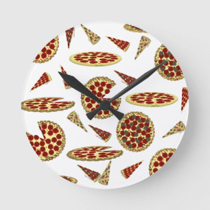 Pizza Lover's Pattern Round Clock