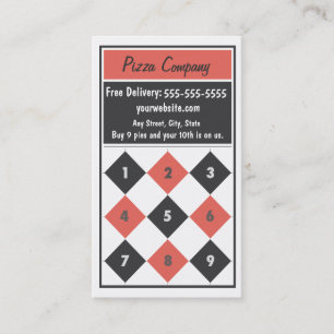 Pizza Loyalty Business Card Punch Card