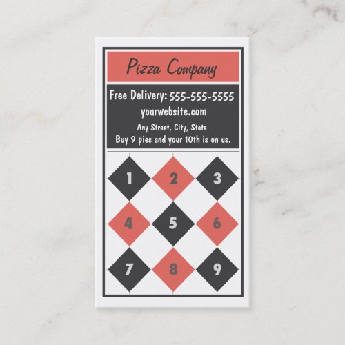 Pizza Loyalty Business Card Punch Card