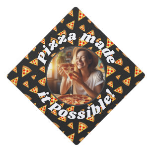 Pizza made it possible Custom photo dark gray Graduation Cap Topper