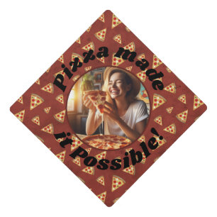 Pizza made it possible Custom photo vintage red Graduation Cap Topper