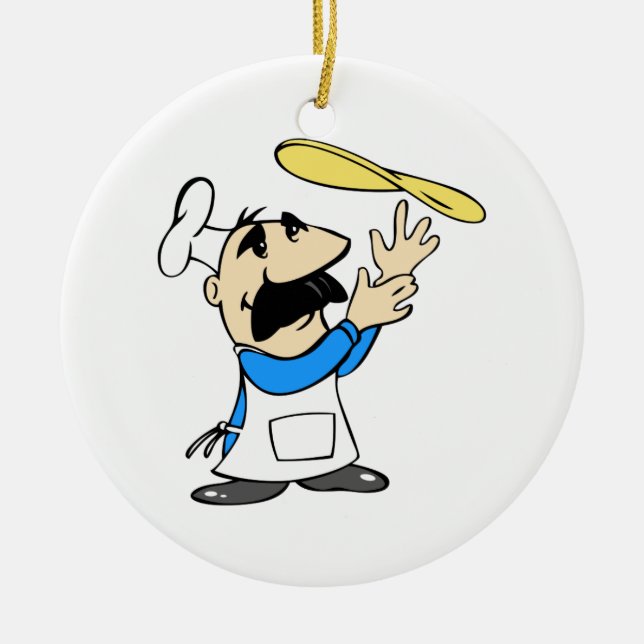 PIZZA MAKER CERAMIC ORNAMENT (Front)