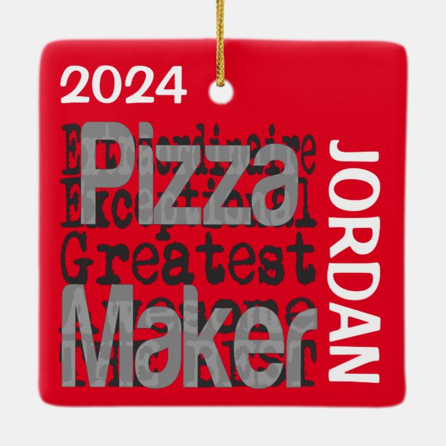 Pizza Maker Extraordinaire CUSTOM Ceramic Ornament (Back)