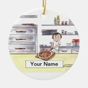 Pizza Maker - Female Ceramic Ornament