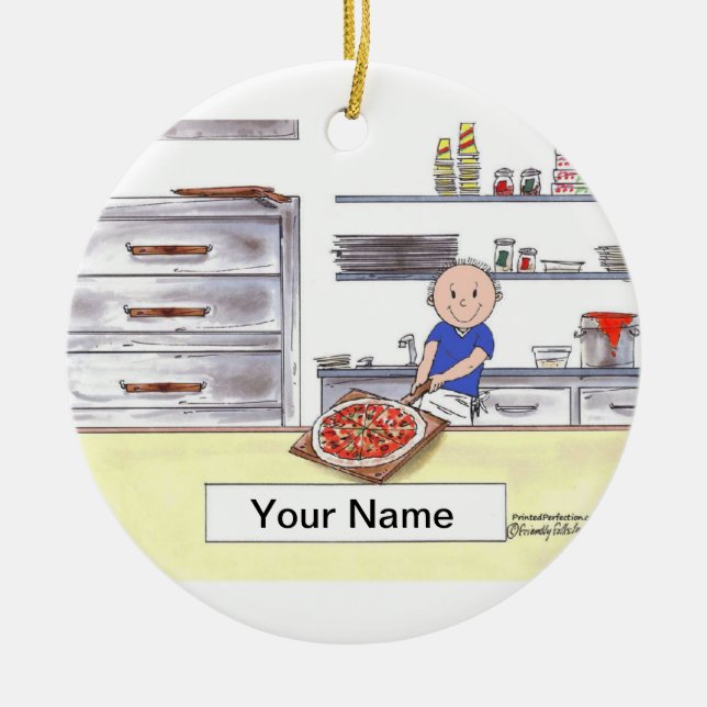 Pizza Maker - Male Ceramic Ornament (Front)