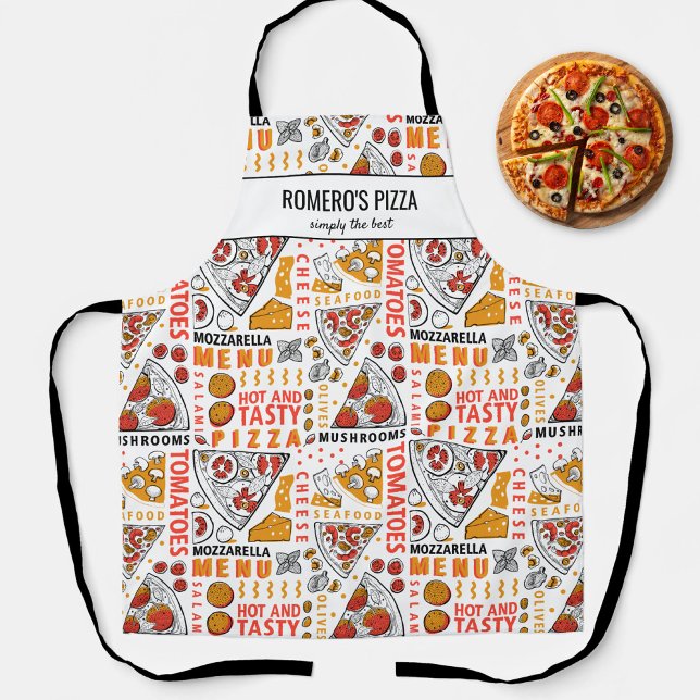 Pizza Maker Pizzeria Shop Custom Name Text  Apron (Creator Uploaded)