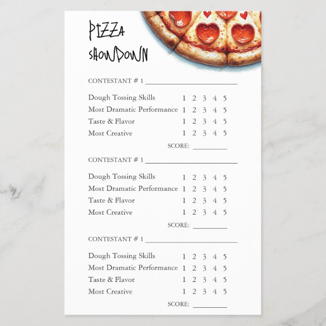Pizza Making Contest Scorecard Flyer (Front)