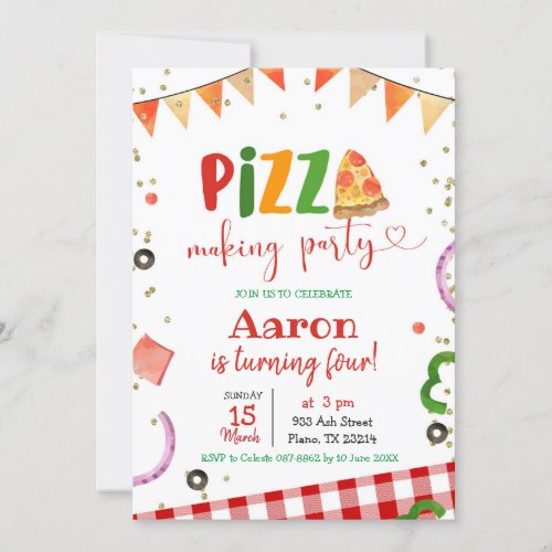 Pizza Making Party Birthday Invitation