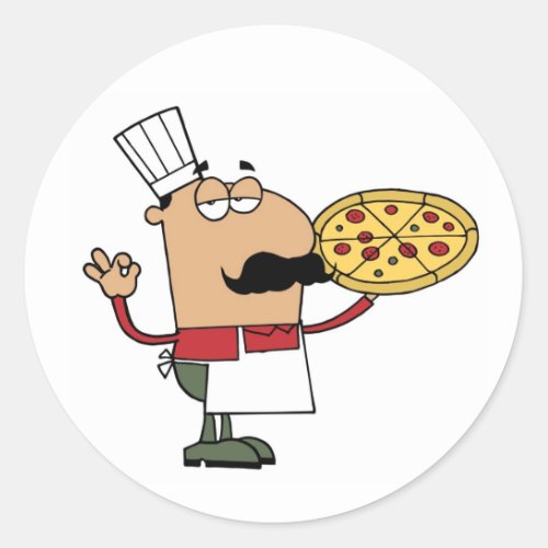 Pizza Man Round Sticker