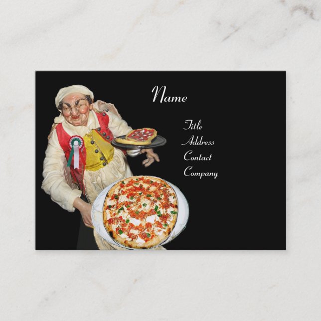 PIZZA & MANDOLIN ITALIAN KITCHEN  ,black red Business Card (Front)