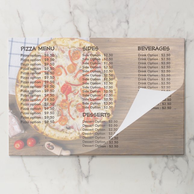 Pizza Menu Personalized Restaurant Business Paper Pad (Folded)