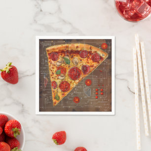 Pizza Modern Blueprint Napkins