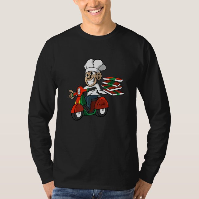 Pizza Monkey Pizzeria Delivery Service Pizza Deliv T-Shirt (Front)