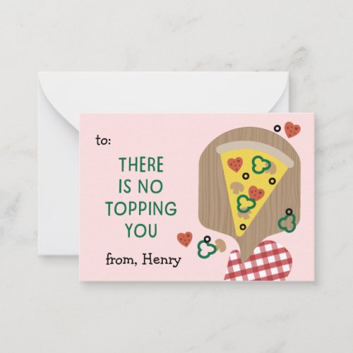 Pizza My Heart classroom valentine Pink Note Card
