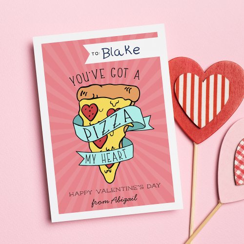 Pizza My Heart Classroom Valentines Day Card
