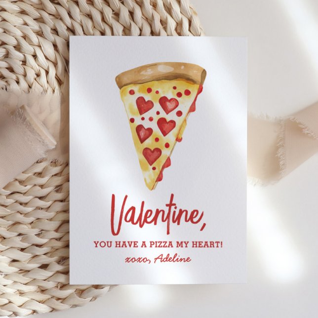 Pizza My Heart Kids Valentines Day Note Card (Creator Uploaded)