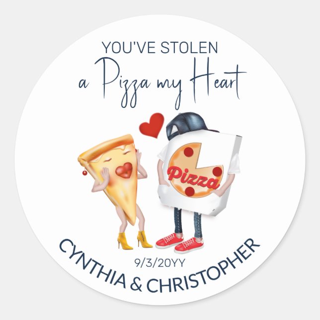 Pizza My Heart Wedding Classic Round Sticker (Front)