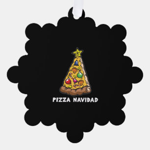 PIZZA NAVIDAD Italian Christmas Tree Humor Ornament Card