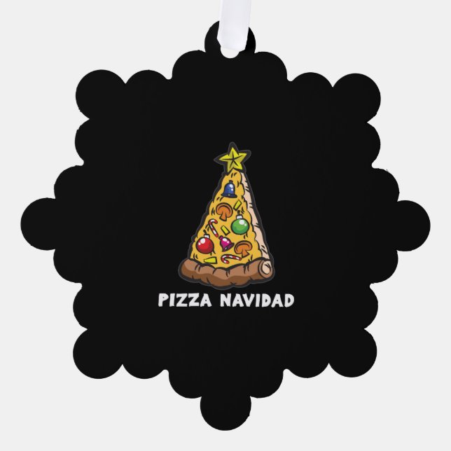 PIZZA NAVIDAD Italian Christmas Tree Humor Ornament Card (Front)
