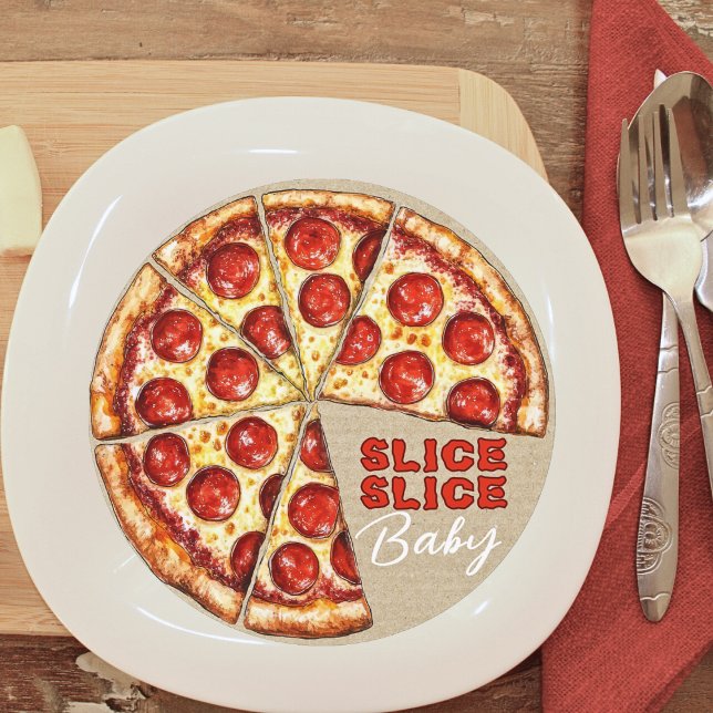 Pizza Neutral Slice Slice Baby Shower Invitation (Fun Pizza Slice Slice Baby Shower Invitation)