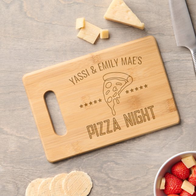 Pizza Night Custom Typography Italian Chef  Engraved Cutting Board (Cheese)