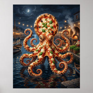 Pizza Octopus Harbor Poster