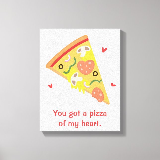 Pizza of my Heart, Cute Love Puns Canvas Print (Front)