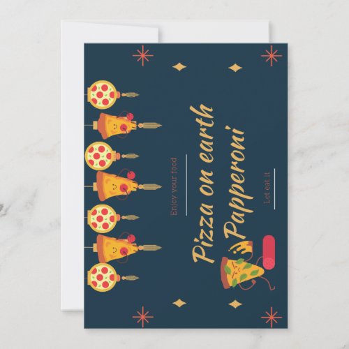 pizza on earth pepperoni invitation card