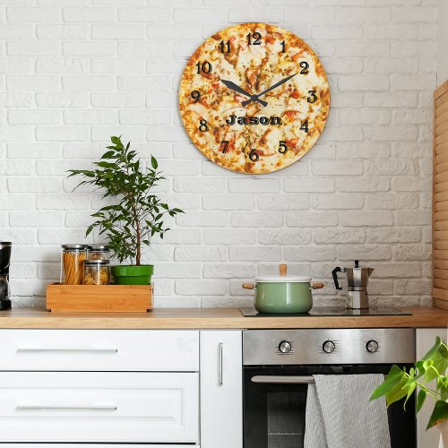Pizza On Time Ready To Go Large Clock
