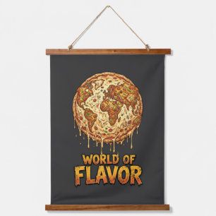Pizza Overload Planet Hanging Tapestry