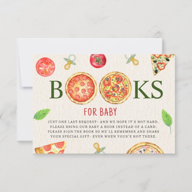 Pizza + Pacifiers Baby Shower Book Request Invitation (Front)