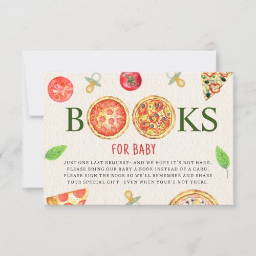 Pizza  Pacifiers Baby Shower Book Request Invitation