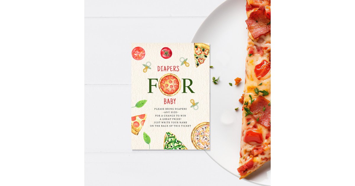 Pizza Raffle Box Pizza + Pacifiers Baby Shower Diaper Raffle Ticket Enclosure Card | Zazzle