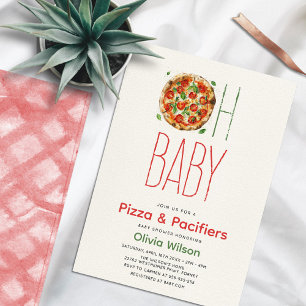 Pizza & Pacifiers Baby Shower Invitation