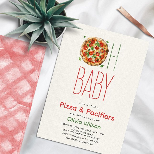 Pizza & Pacifiers Baby Shower Invitation (Creator Uploaded)