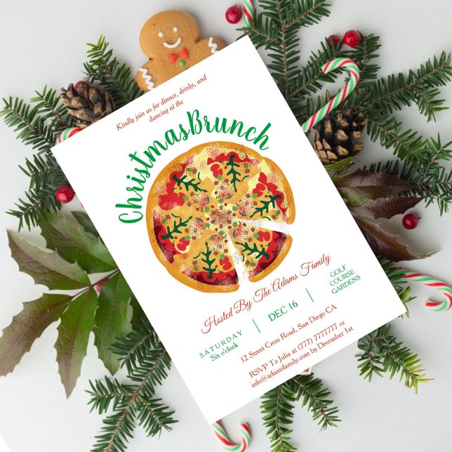 Pizza & Pacifiers BBQ Christmas Brunch Invitation (Creator Uploaded)