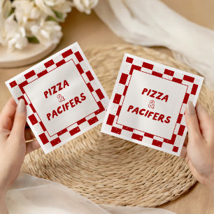 Pizza & Pacifiers Red Baby Shower Italian Napkins