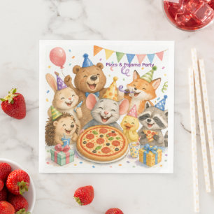 Pizza & Pajama Party Cute Animal Paper Dinner Napkins