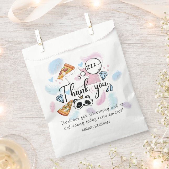 Pizza & Pajamas Personalized Slumber Party  Favor Bag (Clipped)