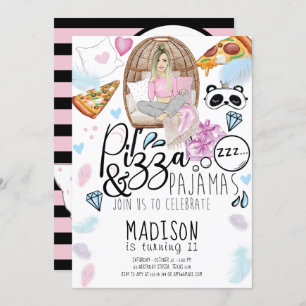 Pizza & Pajamas Sleepover Birthday Invitation
