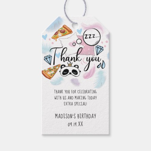 Pizza  Pajamas Slumber Birthday Party Gift Tags