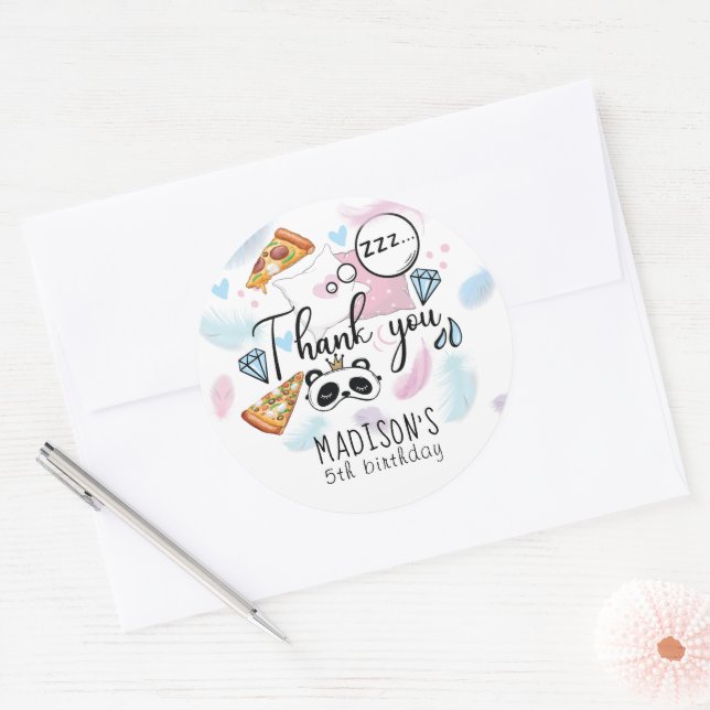 Pizza & Pajamas Slumber Party Personalized Classic Round Sticker (Envelope)